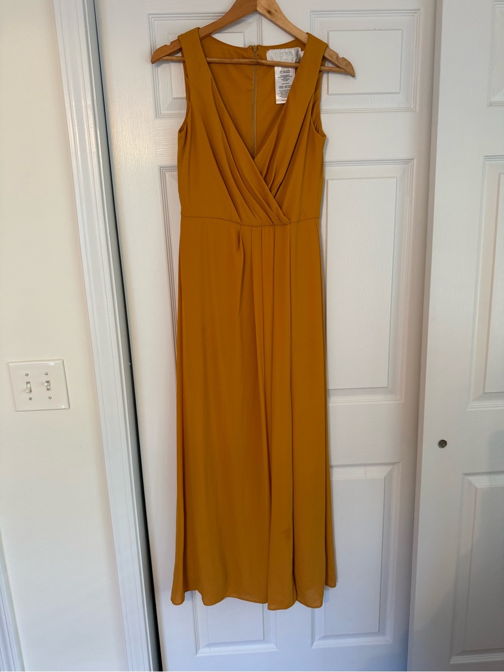 David’s Bridal Sleeveless V-Neck Mustard Maxi Dress